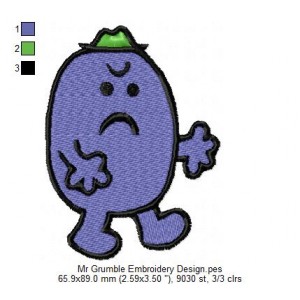 Mr Grumble Embroidery Design